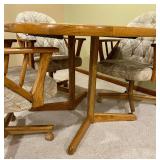 Shell Kona Dining Set with Table, 4 Fabric Castor Swivwl Chairs, and 1 Leaf