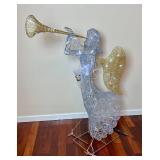 48" Silver Sisal Angel Novelty Sculpture with White Lights