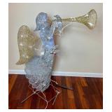 48" Silver Sisal Angel Novelty Sculpture with White Lights