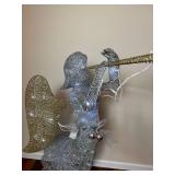 48" Silver Sisal Angel Novelty Sculpture with White Lights