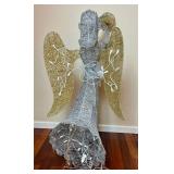 48" Silver Sisal Angel Novelty Sculpture with White Lights