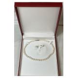 Pearl Necklace and Earring Set - 18", Magnetic Clasp