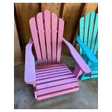 Pair of Pink and Blue Wooden Adirondack Chairs
