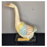 Vintage Goose Statue with Colorful Wings