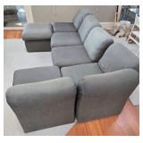 Modular Gray Sectional Sofa Set with Ottoman - rug and room contents not inc