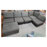 Modular Gray Sectional Sofa Set with Ottoman - rug and room contents not inc