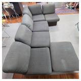 Modular Gray Sectional Sofa Set with Ottoman - rug and room contents not inc