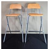 Pair of Wooden and Metal Bar Stools