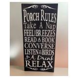 Decorative Wooden Porch Rules Sign