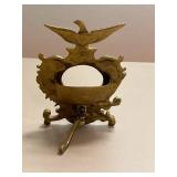 Antique Brass Inkwell Stand with Eagle Motif