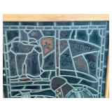 Vintage Stained Glass Panel with Knight and Horse Design