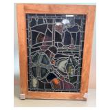 Vintage Stained Glass Panel with Knight and Horse Design