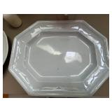 John Ridgway, Staffordshire Platter, Vintage Ironstone Platters and Cranberry Flashed Glass Bowl w Matching Lid