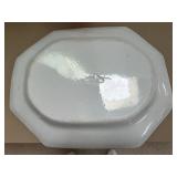 John Ridgway, Staffordshire Platter, Vintage Ironstone Platters and Cranberry Flashed Glass Bowl w Matching Lid