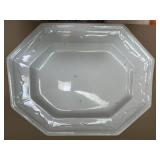 John Ridgway, Staffordshire Platter, Vintage Ironstone Platters and Cranberry Flashed Glass Bowl w Matching Lid