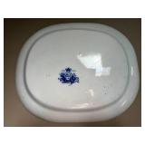 John Ridgway, Staffordshire Platter, Vintage Ironstone Platters and Cranberry Flashed Glass Bowl w Matching Lid