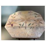 VTG Wooden Side Table with Floral Inlay Design