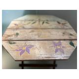 VTG Wooden Side Table with Floral Inlay Design
