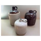 Set of 3 Vintage Stoneware Jugs with Handles