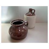 Set of Vintage Stoneware Jug and Large Pot