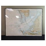 Framed Nautical Map of Tampa Bay Southern Part