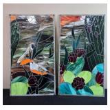 Beautiful!! Pair of Handcrafted Stained Glass Panels with Nature Motif