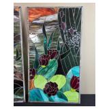 Beautiful!! Pair of Handcrafted Stained Glass Panels with Nature Motif