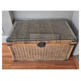 Large Wicker Trunk with Glass Top
