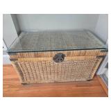 Large Wicker Trunk with Glass Top