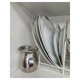 Assorted Dinnerware Set with Floral Design and Stainless Steel Creamer