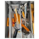 Varied Kitchen Utensil Set with Orange Handles