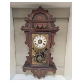 Ingraham Antique Wooden Mantel Clock with Ornate Design