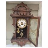 Ingraham Antique Wooden Mantel Clock with Ornate Design
