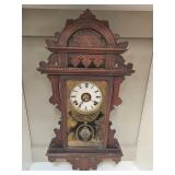 Ingraham Antique Wooden Mantel Clock with Ornate Design