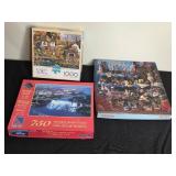 Collection of 5 Jigsaw Puzzles Various Themes and Piece Counts - complete piece sets unverified/puzzle