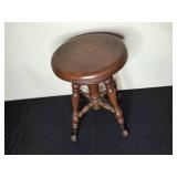 Vintage Wooden Piano Stool with Claw Feet