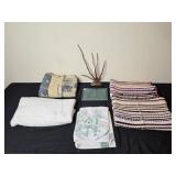 Collection of Home Textiles and Decorative Driftwood