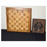 Vintage Chess Board and Western Red Cedar Silhouette Art