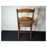 Antique Wooden Chair with Woven Seat