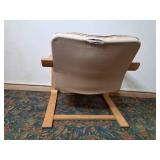 Mid-Century Modern Leather Armchair with Wooden Frame