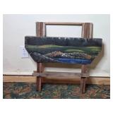 Wooden Folding Tray Table with Scenic Landscape Design