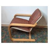 Vintage MCM Armchair with Leather Upholstery and Bentwood Frame