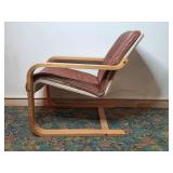 Vintage MCM Armchair with Leather Upholstery and Bentwood Frame