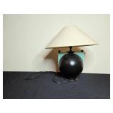 Vintage Black Globe Table Lamp with Beige Shade
