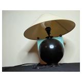Vintage Black Globe Table Lamp with Beige Shade