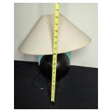 Vintage Black Globe Table Lamp with Beige Shade