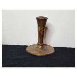 Set of 4 Assorted Brass and Wood Candlestick Holders