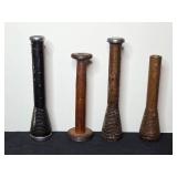 Antique Glass Oil Lamp and Set of 4 Wooden Bobbins/Spools