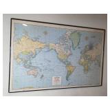 Vintage Framed Rand McNally Cosmopolitan Series World Map