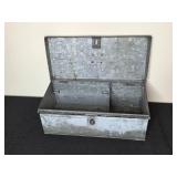 Vintage Collection: Rustic Metal Box, Sculpture, and Antique Tools